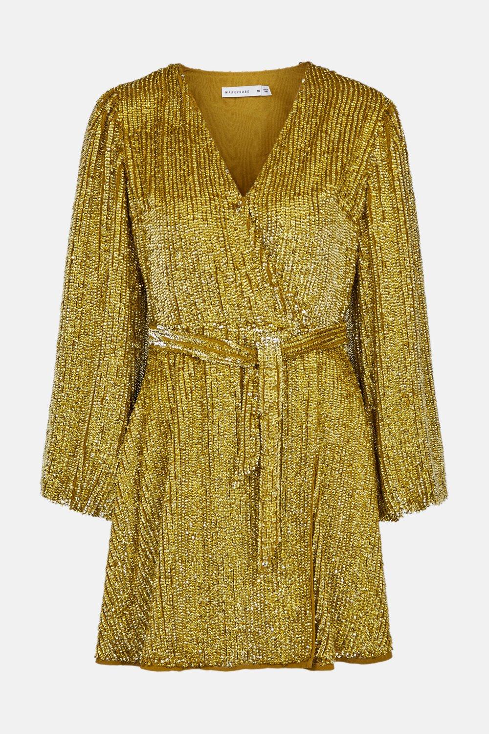 Belted Sequin Mini Dress | Warehouse